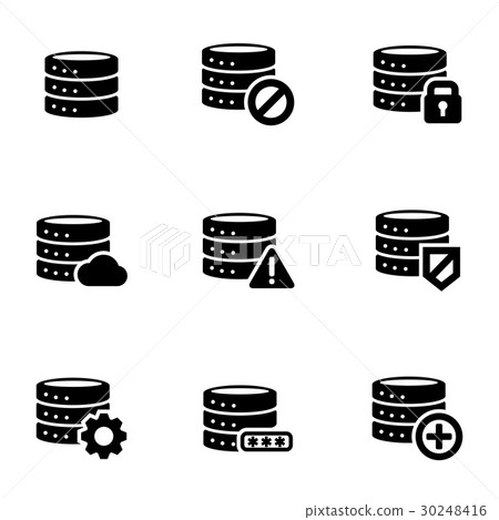 Vector black database icon set - Stock Illustration [30248416] - PIXTA