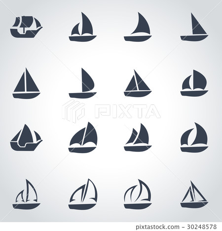 Vector black sailboat icon set 30248578