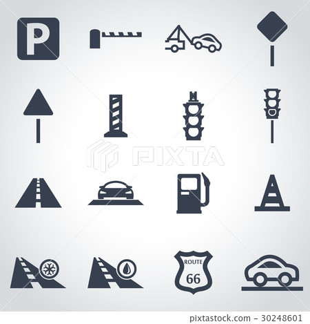 Vector black road icon set Vector black road icon set 30248601