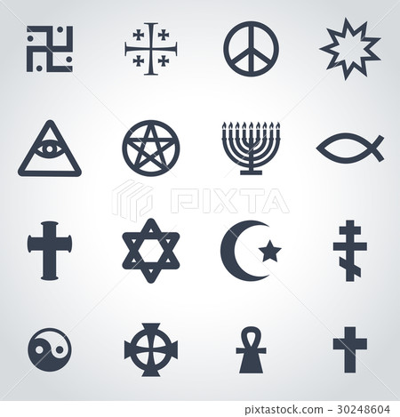 Vector black religious symbols set 30248604