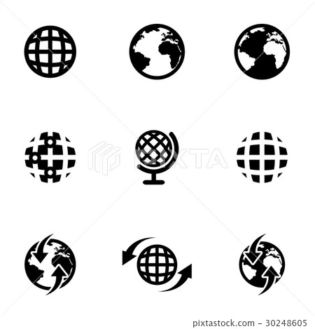 Vector black world map icon set Vector black world map icon set 30248605