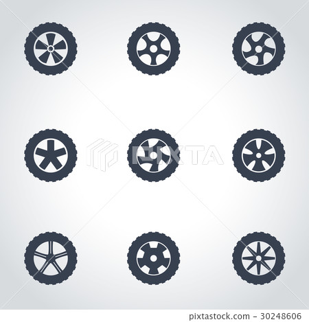 Vector black wheel icon set Vector black wheel icon set 30248606