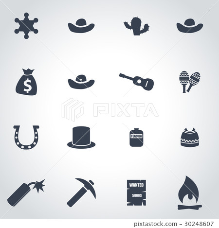 Vector black wild west icon set 30248607