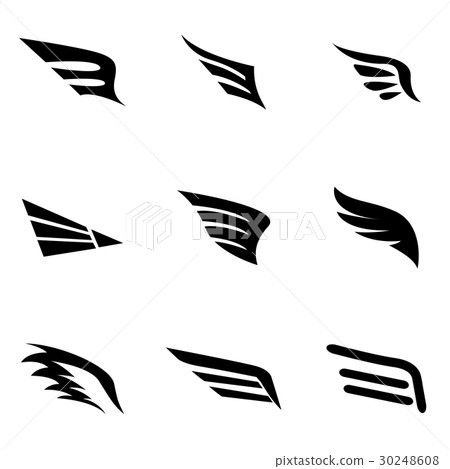 Vector black wing icon set Vector black wing icon set 30248608