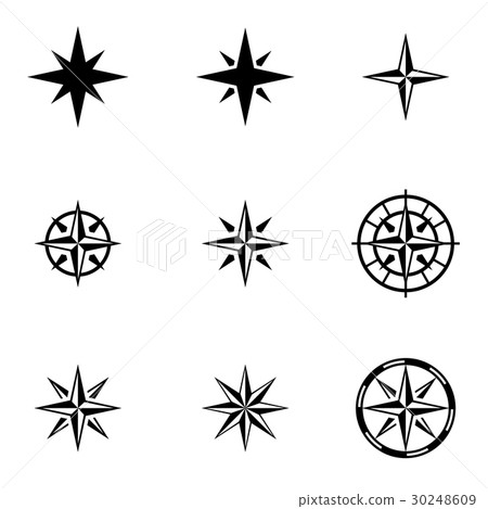 Vector black wind rose icon set Vector black wind rose icon set 30248609