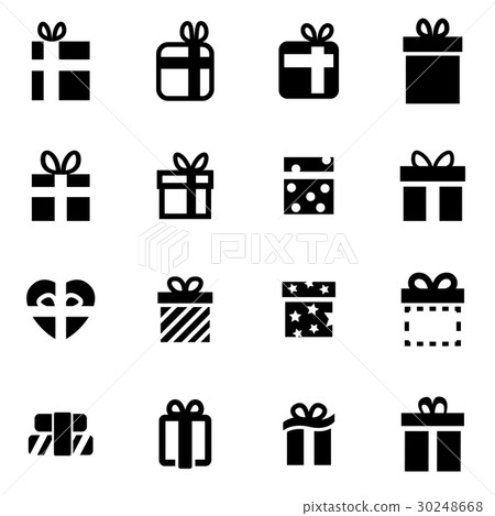 Vector black gift icon set - Stock Illustration [30248668] - PIXTA