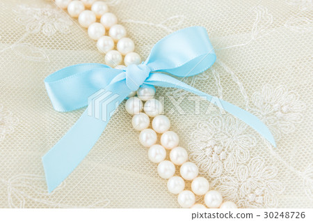 Pearl Necklace Something Blue Ribbon Race Marriage Wedding Pearl Necklace Something Blue Ribbon Race Marriage Wedding 30248726