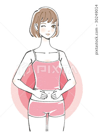  閃爍在舒適肚腑鮑伯頭髮的婦女 30249014