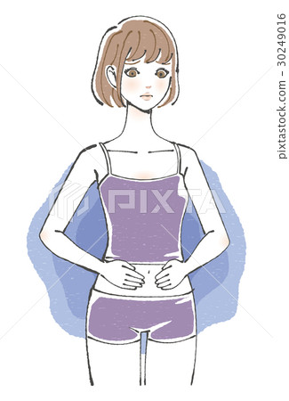 一個女人的肚子鮑勃毛髮感到不舒服 30249016