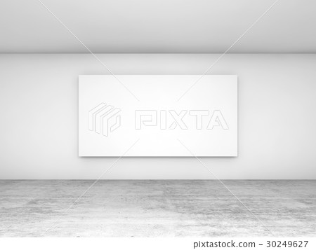 Blank banner on the wall, front view 3d 30249627