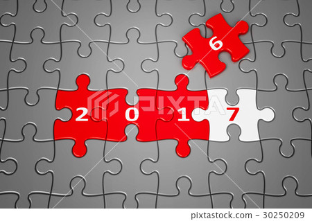 New Year 2017 made from puzzles 30250209