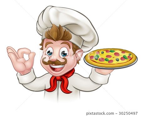 Cartoon Chef Pizza 30250497