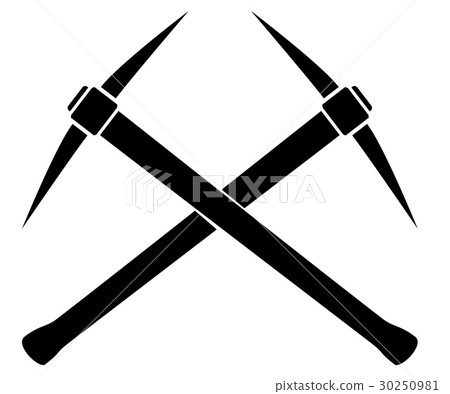 Silhouette of two crossed pickaxes Silhouette of two crossed pickaxes 30250981