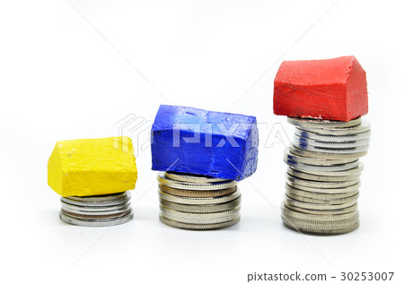 Coins stacked up in piles with color house 30253007