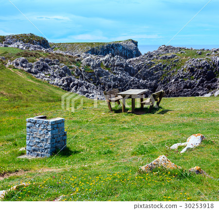 Place of rest on summer blossoming coast. 30253918