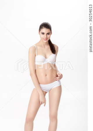 portrait of smiling young brunette woman with 30254013