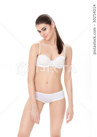 beautiful young brunette woman with perfect sporty 30254014
