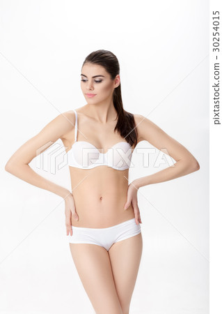 beautiful young brunette woman with perfect sporty 30254015