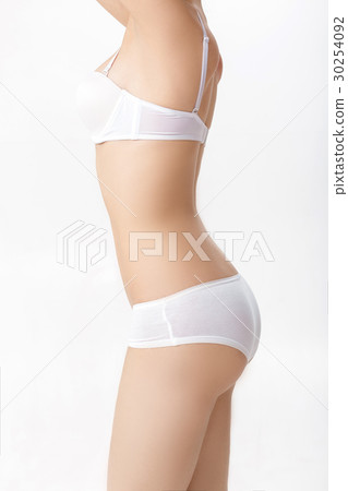 female perfect sporty body in white lingerie on female perfect sporty body in white lingerie on 30254092