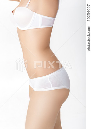 female perfect sporty body in white lingerie on female perfect sporty body in white lingerie on 30254097