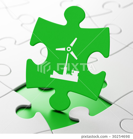 Industry concept: Windmill on puzzle background Industry concept: Windmill on puzzle background 30254698