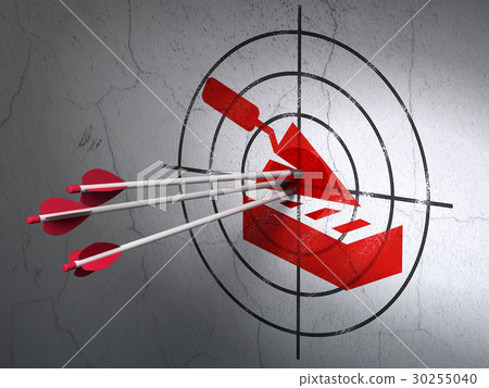 Construction concept: arrows in Brick Wall target Construction concept: arrows in Brick Wall target 30255040