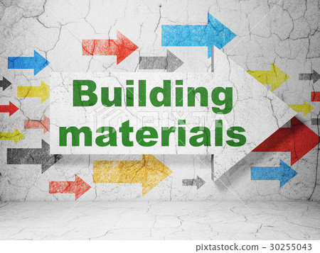 Construction concept: arrow with Building Construction concept: arrow with Building 30255043