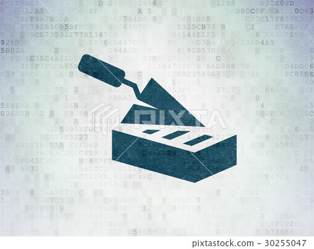 Construction concept: Brick Wall on Digital Data Construction concept: Brick Wall on Digital Data 30255047