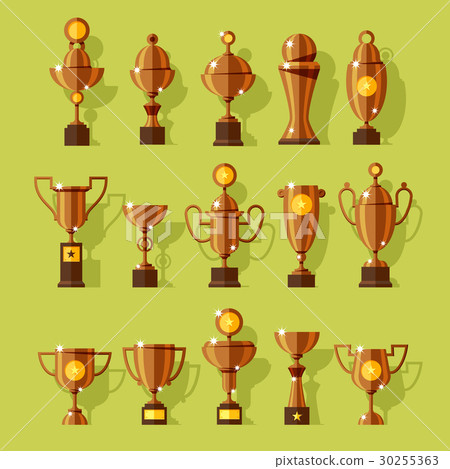 Vector icons set of silver sport award cups. - Stock Illustration ...