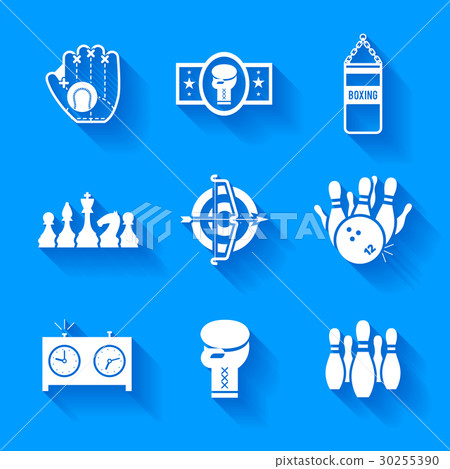 Set of white sports icons. Set of white sports icons. 30255390