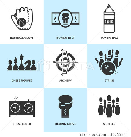 Set of black sports icons. 30255391