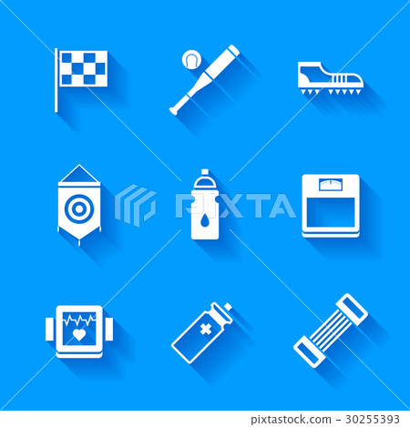 Set of white sports icons. 30255393