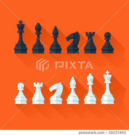 Flat chess figures set 30255403