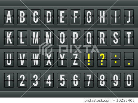 Airport arrival table alphabet with characters. Airport arrival table alphabet with characters. 30255405