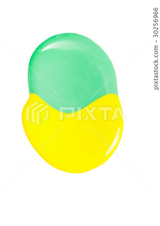 Blot of yellow and green nail polish isolated on 30256966