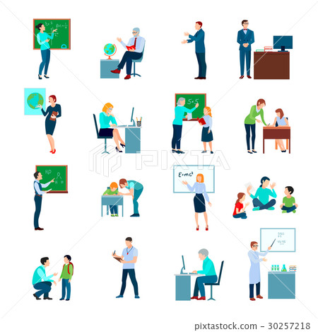 Teacher People Flat Colored Icons Set 30257218