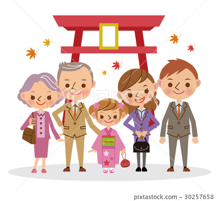 Grandparents and Shogi-san's Ceremony Seven-year-old girl 30257658
