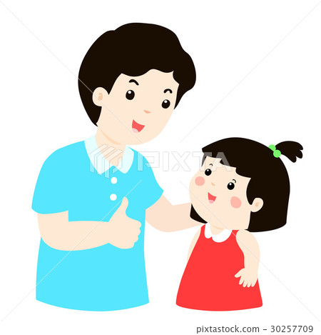 Dad admire his daughter character cartoon vector - Stock Illustration ...