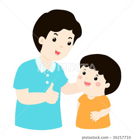 Dad admire his son character cartoon vector 30257710