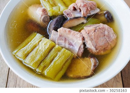 Bitter melon soup with pork ribs Bitter melon soup with pork ribs 30258163