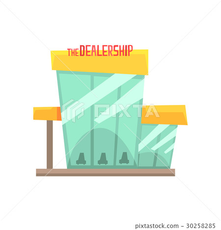 Dealership building with new cars on display 30258285