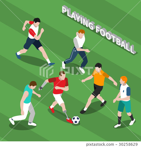 Disabled Person Playing Soccer Isometric Disabled Person Playing Soccer Isometric 30258629