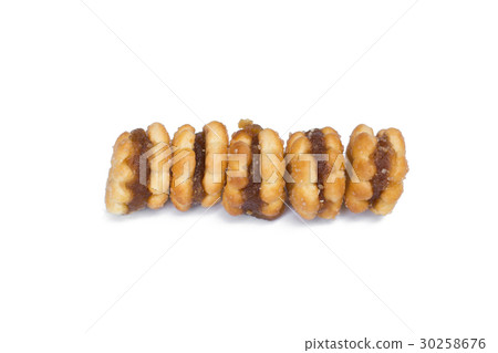 biscuits, filled with pineapple jam isolated  30258676