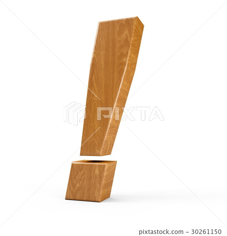 3d Rendering wood material Exclamation italic ! 30261150
