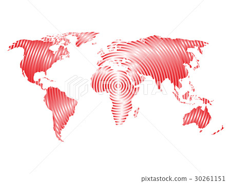 World map of grey concentric rings on white 30261151