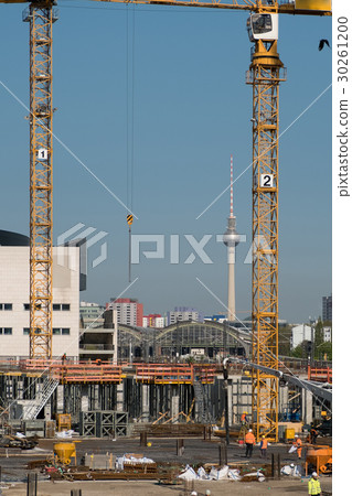 construction site Berlin - tv tower and cranes 30261200