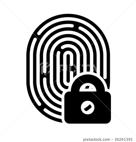 Fingerprint with lock linear icon - Stock Illustration [30261391] - PIXTA