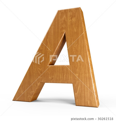 3d Rendering wood material italic letter A isolate 30261518