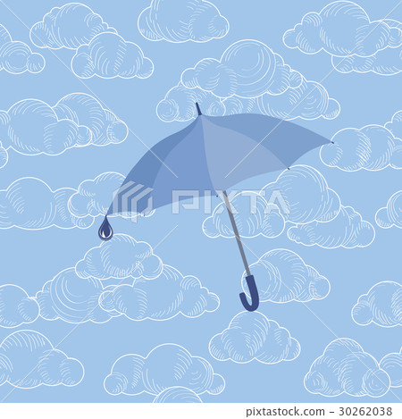 Umbrella, rain, cloudy sky pattern. Fall accessory Umbrella, rain, cloudy sky pattern. Fall accessory 30262038