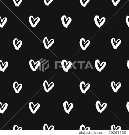 Hand drawn ink hearts seamless pattern vector Hand drawn ink hearts seamless pattern vector 30265868
